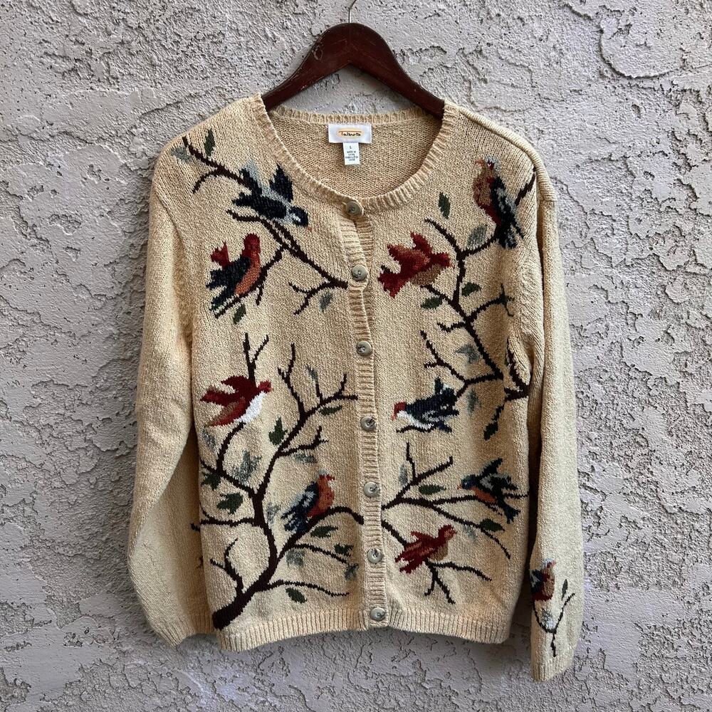 Vintage Talbots Bird Floral Cardigan Sweater Women’s L